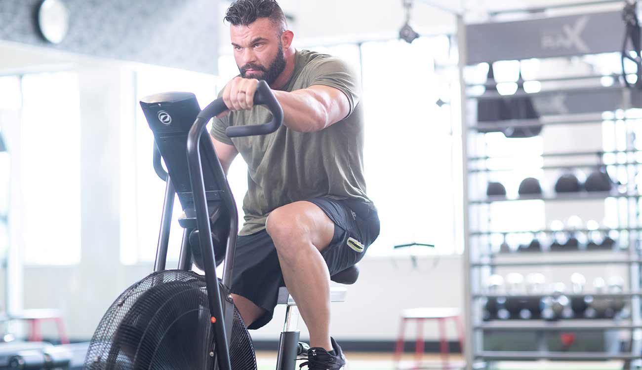 man on exercise bike